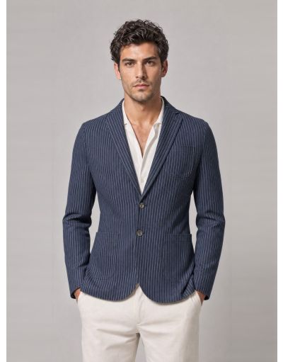 PINSTRIPE DENIM BLAZER