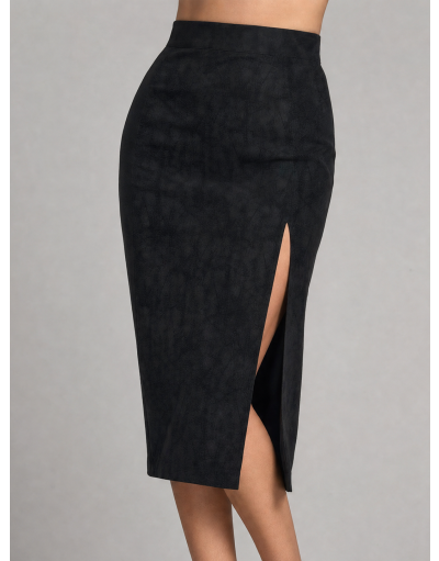MIDI PENCIL SKIRT IN FAUX LEATHER SUEDE EFFECT