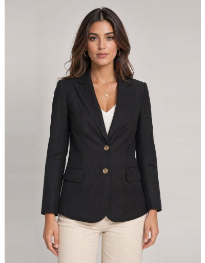 MASCULINE-CUT SINGLE-BREASTED BLAZER WITH REVERS IN COOL WOOL