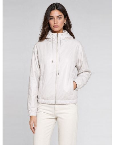 PADDED BOMBER JACKET IN NAPPA EFFECT FAUX LEATHER