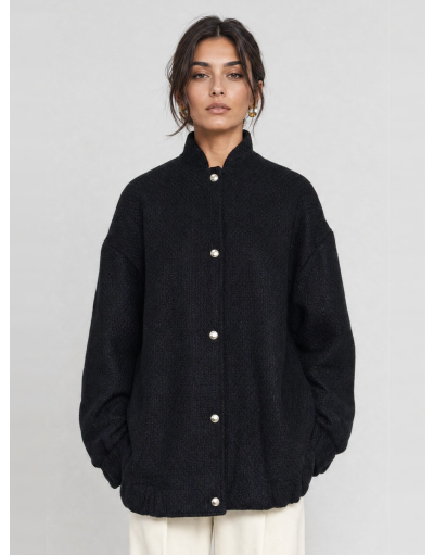 WOOL-BLEND BOUCLE BOMBER JACKET