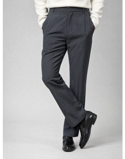 REGULAR CHINO PINSTRIPE PANTS IN COOL WOOL
