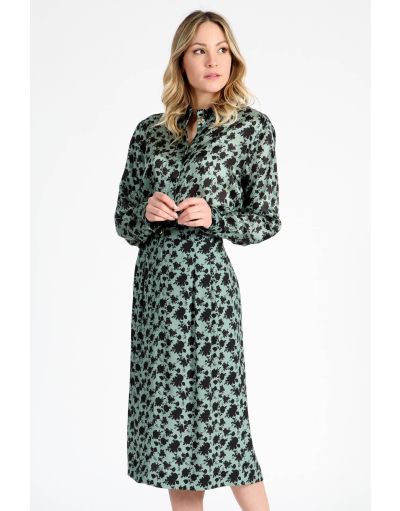 FLORAL GREEN MINT MIDI SKIRT