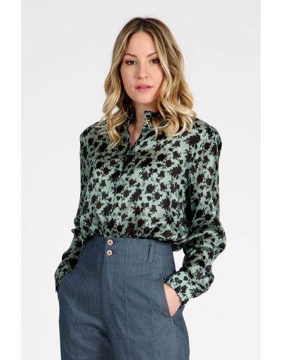 FLORAL PRINT SILK BLOUSA