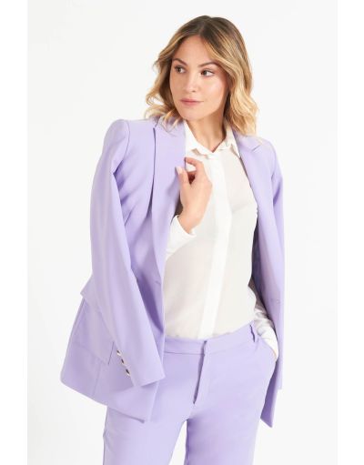 Lilac double-breasted blazer, jewel buttons detail | Brembatistores