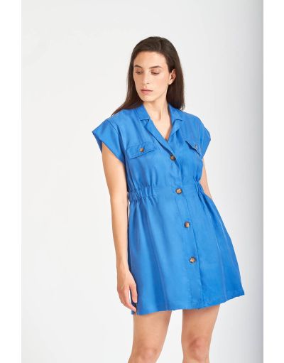 Light blue mini shirt dress