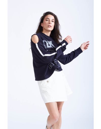 CUT-OUT CREWNECK SWEATSHIRT