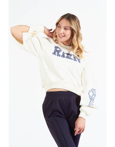 Puff-sleeved cropped sweatshirt | Brembatistores