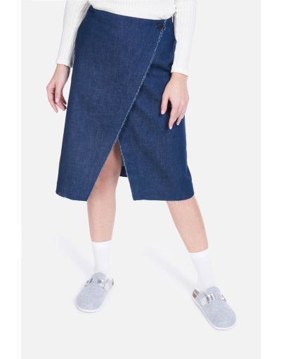 Denim midi wrap skirt | Brembatistores