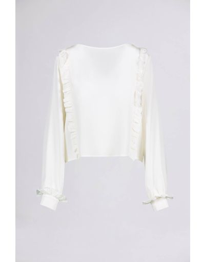 ALBA RUFFO RUFFLE-TRIMMED SILK BLOUSE