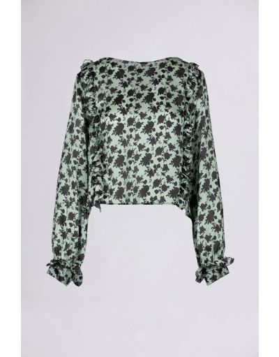 RUFFLE-TRIMMED SILK BLOUSE