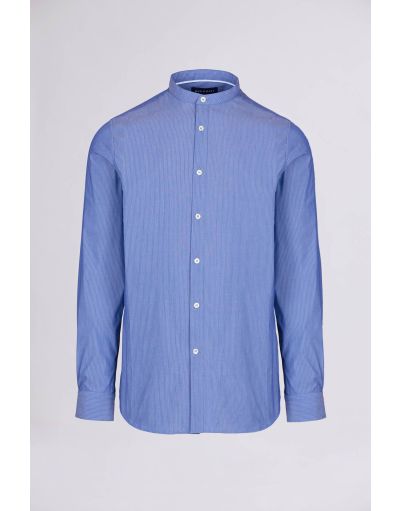 Regular-fit grandad-collar cotton shirt | Brembatistores