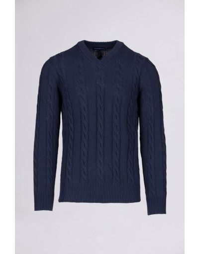 Cable-knit v-neck jumper | Brembatistores