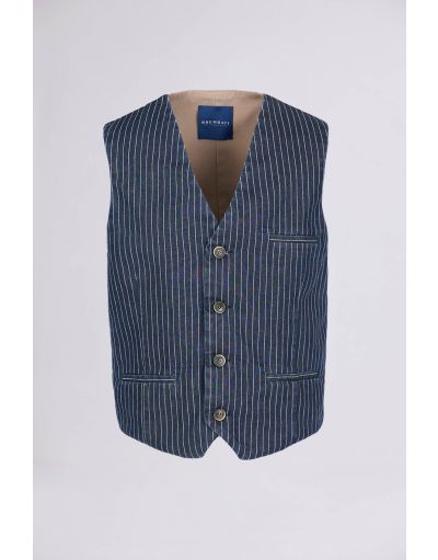 Pinstripe denim workwear waistcoat | Brembatistores