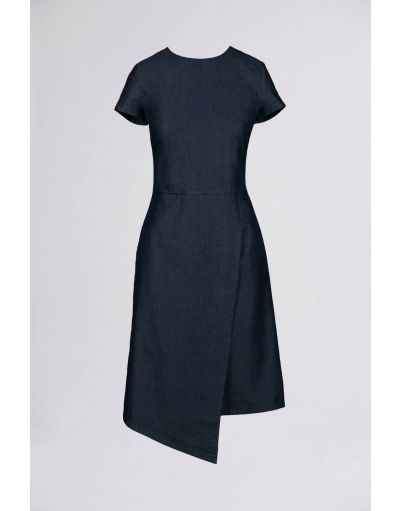 Asymmetric denim midi dress | Brembatistores