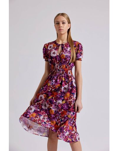 FLORAL SMOCKED MIDI DRESS