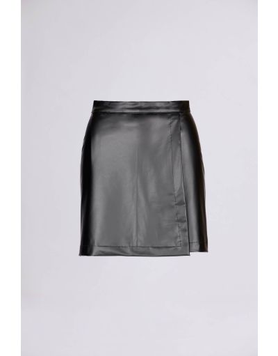 FAUX LEATHER WRAP MINISKIRT