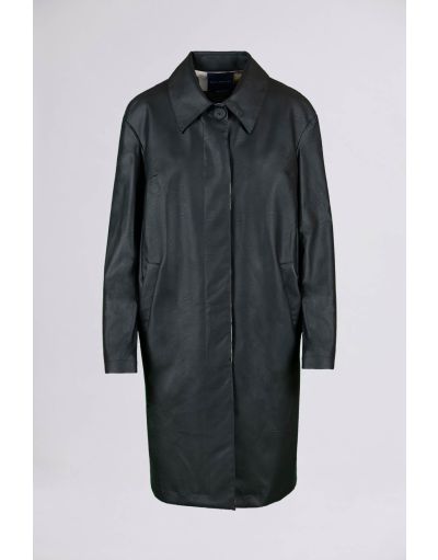 SINGLE-BREASTED FAUX LEATHER COAT
