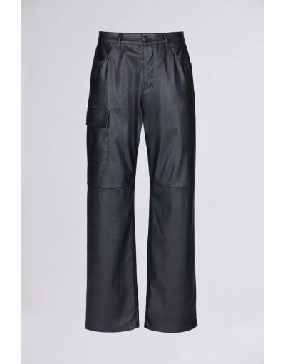 FAUX LEATHER CARGO PANTS
