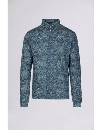 HALF-PLACKET PAISLEY-PRINT SHIRT