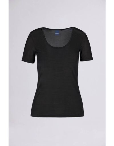 Transparent stretch jersey madonna neckline t-shirt | Brembatistores