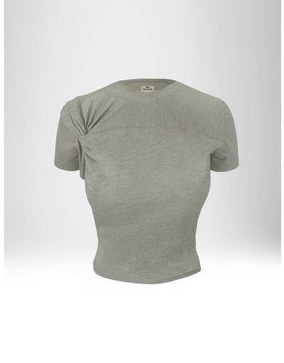 NEW HALLHUBER CROPPED T-SHIRT WITH KNOT PATTERN IN COTTON