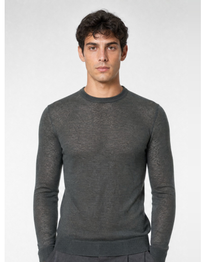 LONG-SLEEVED CREWNECK LINEN SWEATER