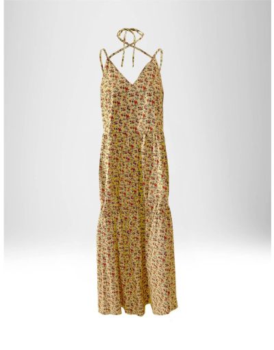 MAXI DRESS WITH FLOWER PRINT IN STRETCH POPLIN