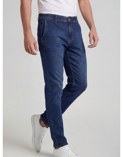 REGULAR FIT CHINOS IN DENIM WITH VINTAGE WASH
