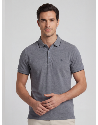 POLO SHIRT IN MELANGE COTTON PIQUÉ