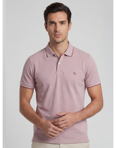POLO SHIRT IN COTTON PIQUÉ WITH STRIPED COLLAR DETAIL