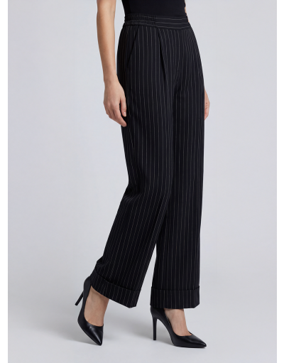 WIDE-LEG TROUSERS IN STRIPED FABRIC