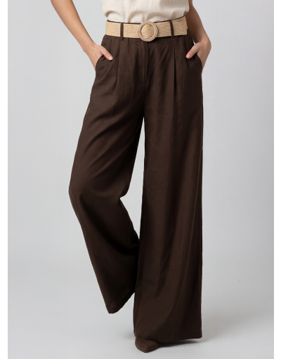 WIDE LEG PLEATED TROUSERS IN FLUID VISCOSE