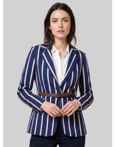 TWO-BUTTON BLAZER IN REGIMENTAL STRIPED FABRIC