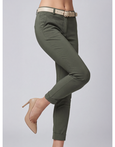 SLIM-FIT STRETCH CHINOS WITH BELT