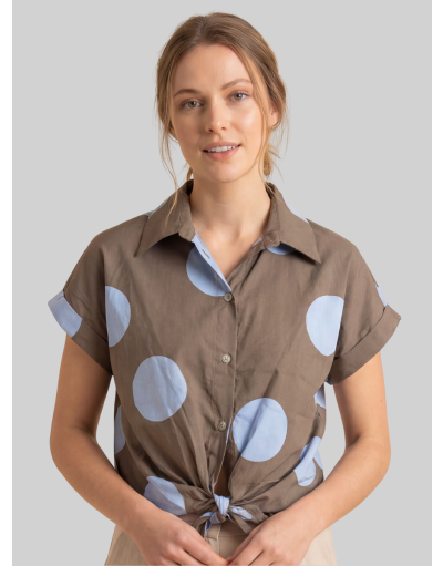 SHORT-SLEEVE SHIRT WITH MACRO POLKA DOT PRINT