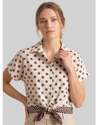 SHORT-SLEEVE COTTON SHIRT IN DOT FANTASY PRINT