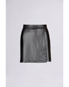 FAUX LEATHER WRAP MINISKIRT